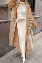 Women's Oversized Open-Front Chunky Knit Longline Cardigan
