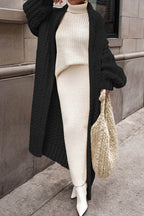 Women's Oversized Open-Front Chunky Knit Longline Cardigan