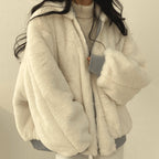 Women's Oversized Relaxed-Fit Fleece-Lined Zip-Up Winter Jacket