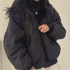 Women's Oversized Relaxed-Fit Fleece-Lined Zip-Up Winter Jacket