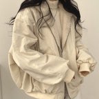 Women's Oversized Relaxed-Fit Fleece-Lined Zip-Up Winter Jacket