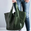 Women's Oversized Vegan Leather Magnetic Closure Tote Bag
