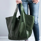 Women's Oversized Vegan Leather Magnetic Closure Tote Bag