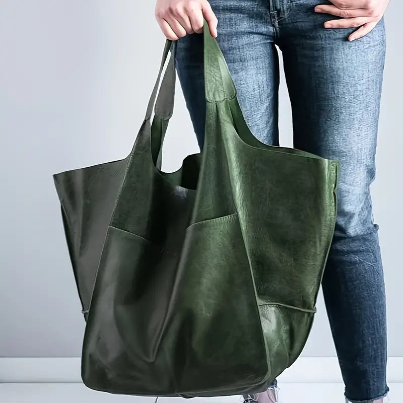 Women's Oversized Vegan Leather Magnetic Closure Tote Bag