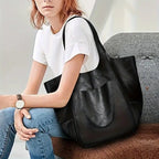 Women's Oversized Vegan Leather Magnetic Closure Tote Bag