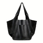 Women's Oversized Vegan Leather Magnetic Closure Tote Bag
