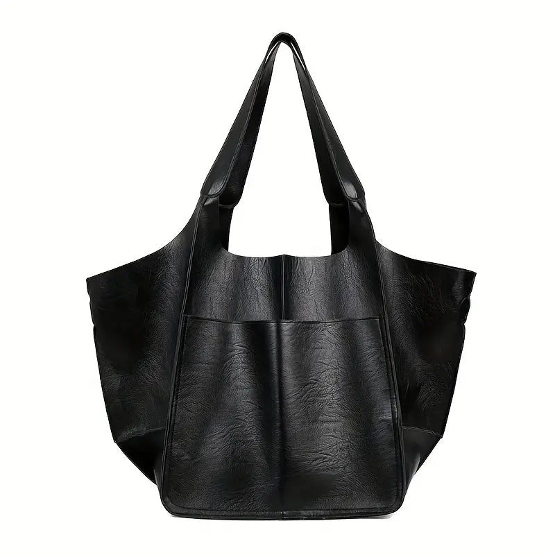 Women's Oversized Vegan Leather Magnetic Closure Tote Bag