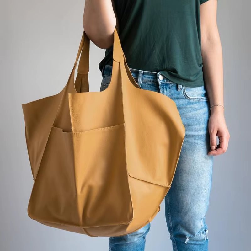 Women's Oversized Vegan Leather Magnetic Closure Tote Bag