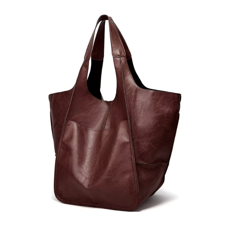 Women's Oversized Vegan Leather Magnetic Closure Tote Bag