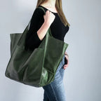 Women's Oversized Vegan Leather Magnetic Closure Tote Bag