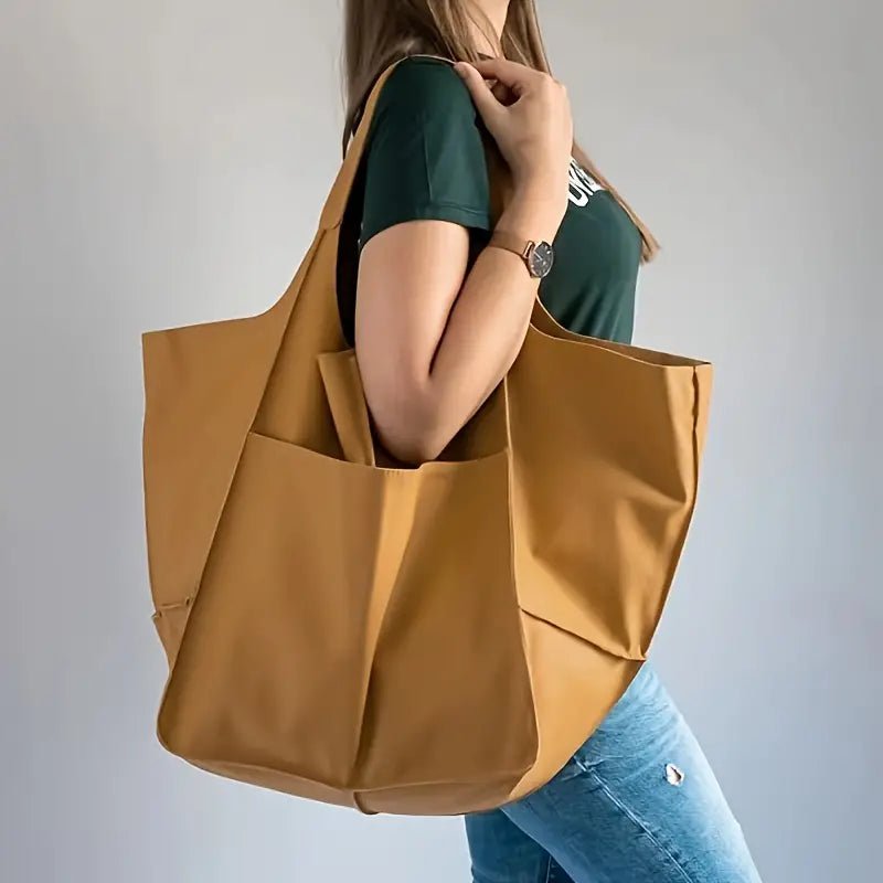 Women's Oversized Vegan Leather Magnetic Closure Tote Bag