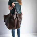 Women's Oversized Vegan Leather Magnetic Closure Tote Bag