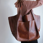 Women's Oversized Vegan Leather Magnetic Closure Tote Bag
