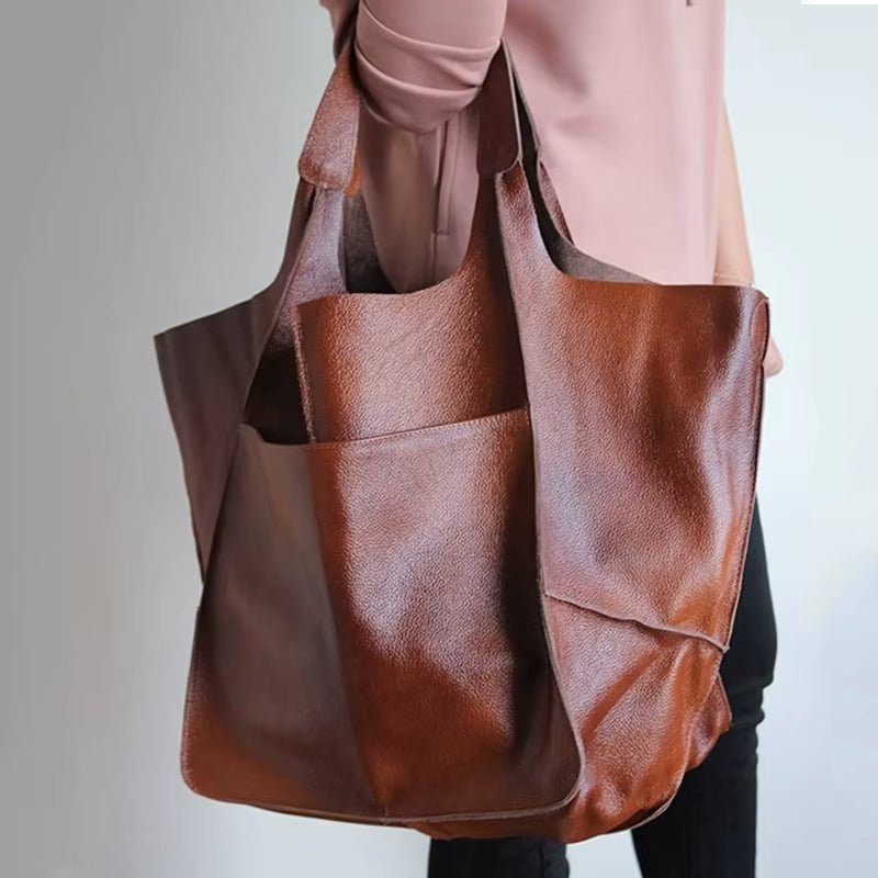 Women's Oversized Vegan Leather Magnetic Closure Tote Bag