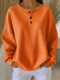 Women's Oversized Waffle Knit Sweater Henley Pullover Top