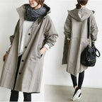 Women's Oversized Water-Resistant Button-Front Trench Coat