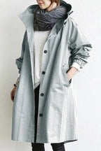 Women's Oversized Water-Resistant Button-Front Trench Coat