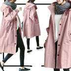 Women's Oversized Water-Resistant Button-Front Trench Coat