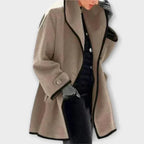 Women's Oversized Wool-Blend Contrast-Trim Coat