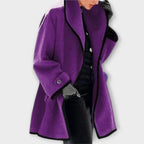 Women's Oversized Wool-Blend Contrast-Trim Coat