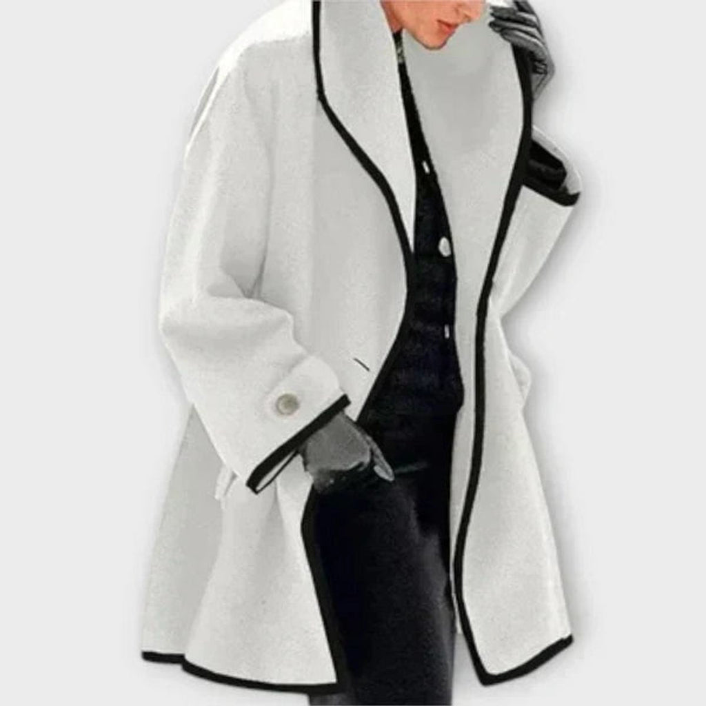 Women's Oversized Wool-Blend Contrast-Trim Coat