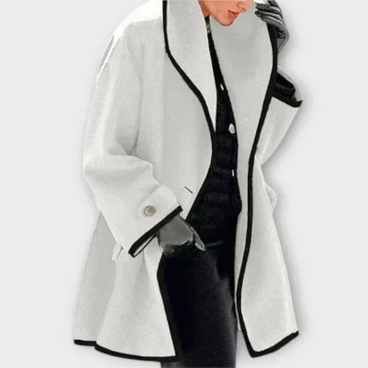 Women's Oversized Wool-Blend Contrast-Trim Coat