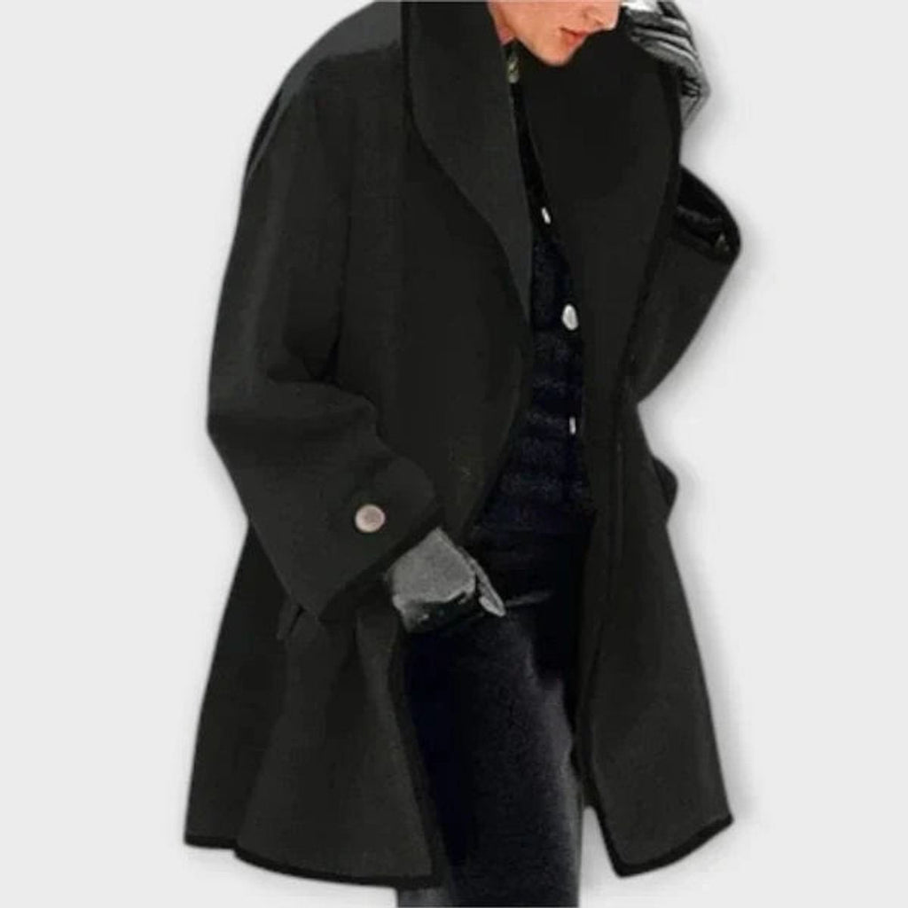 Women's Oversized Wool-Blend Contrast-Trim Coat