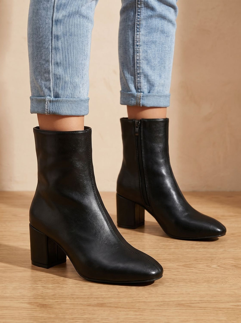 Women's Sleek Pointed Booties for Office and Evening - Black