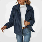 Women's Quilted Jacket Fluffy Zip-Up Plush Fleece Coat