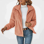 Women's Quilted Jacket Fluffy Zip-Up Plush Fleece Coat