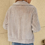 Women's Quilted Jacket Fluffy Zip-Up Plush Fleece Coat