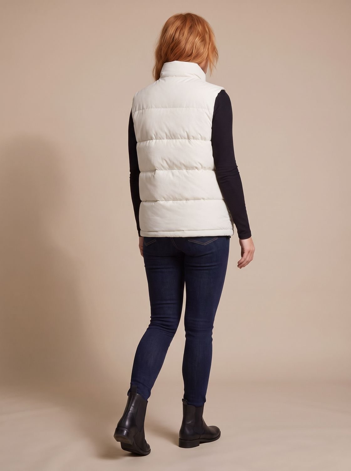 Women's Mock Neck Padded Vest with Flap Pockets