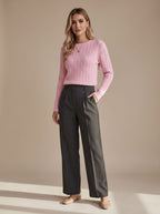 Women's Relaxed Cable Knit Crew Neck Sweater