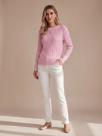 Women's Relaxed Cable Knit Crew Neck Sweater