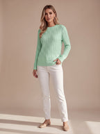 Women's Relaxed Cable Knit Crew Neck Sweater
