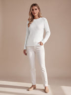 Women's Relaxed Cable Knit Crew Neck Sweater