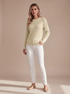 Women's Relaxed Cable Knit Crew Neck Sweater