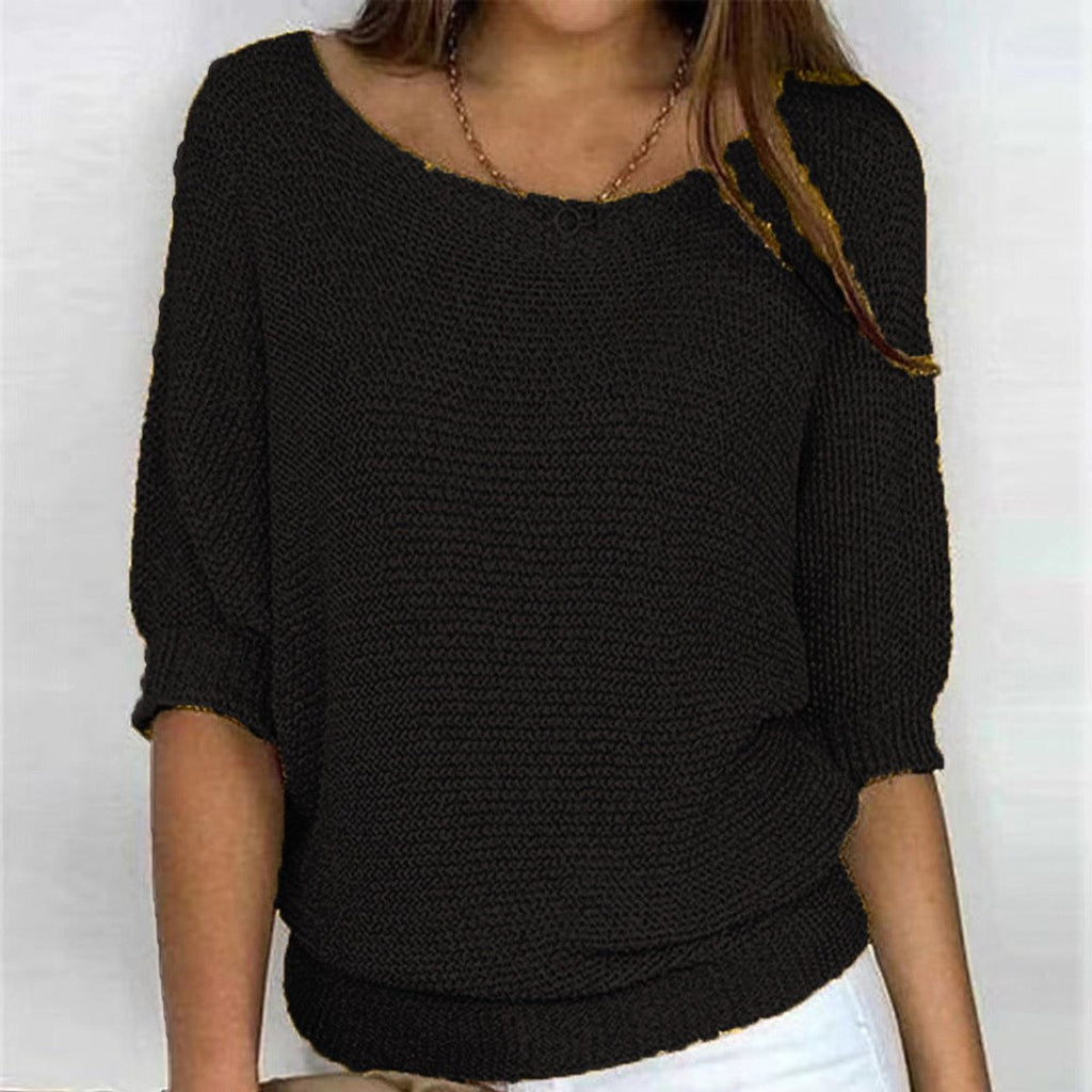 Women's Relaxed-Fit Batwing-Sleeve Knit Pullover Sweater