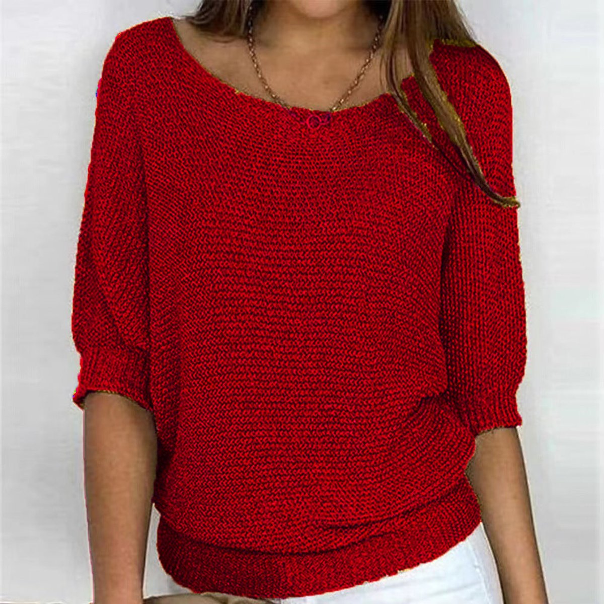 Women's Relaxed-Fit Batwing-Sleeve Knit Pullover Sweater