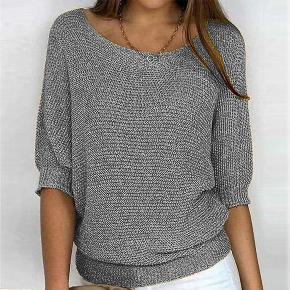 Women's Relaxed-Fit Batwing-Sleeve Knit Pullover Sweater