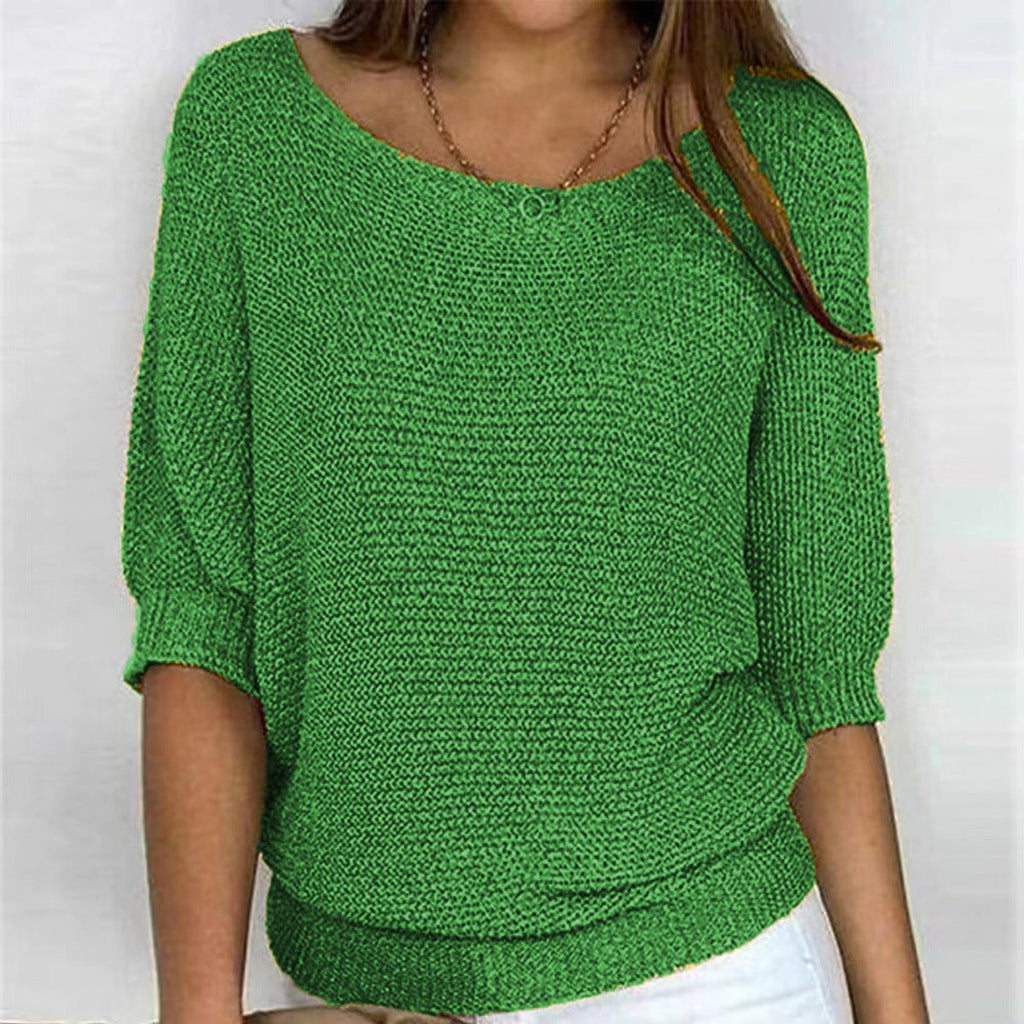 Women's Relaxed-Fit Batwing-Sleeve Knit Pullover Sweater