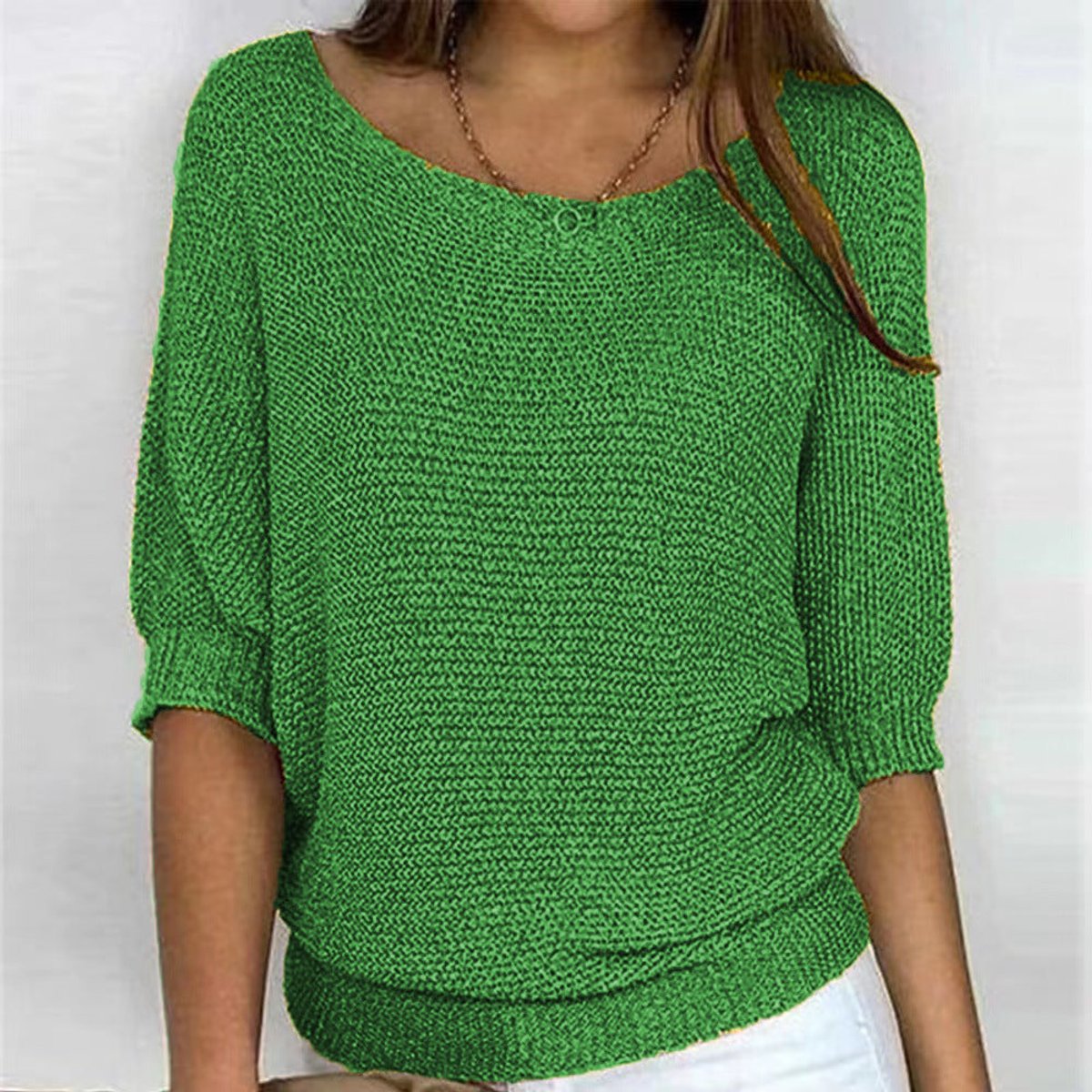 Women's Relaxed-Fit Batwing-Sleeve Knit Pullover Sweater