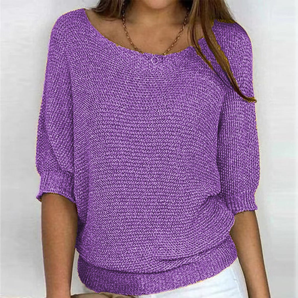 Women's Relaxed-Fit Batwing-Sleeve Knit Pullover Sweater