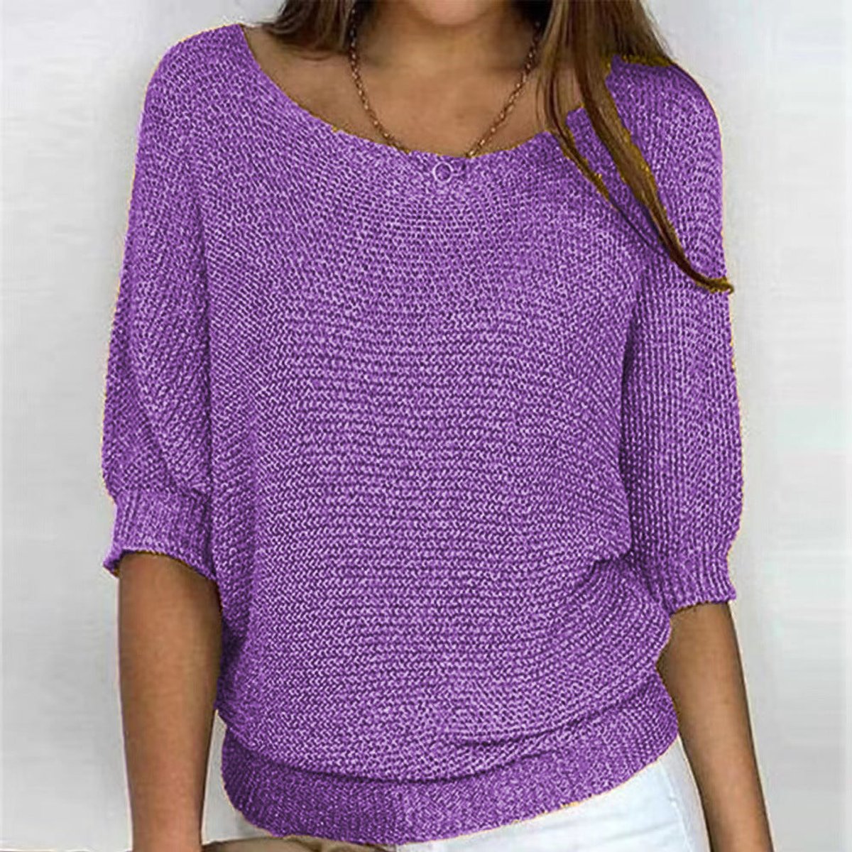 Women's Relaxed-Fit Batwing-Sleeve Knit Pullover Sweater