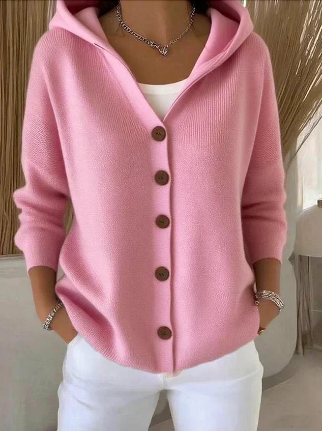 Women's Relaxed-Fit Hooded Button-Front Knit Cardigan