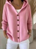Women's Relaxed-Fit Hooded Button-Front Knit Cardigan