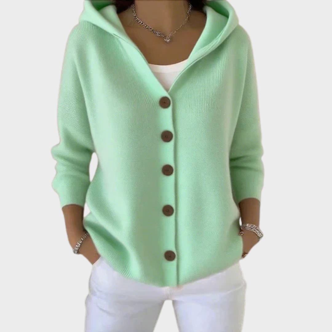 Women's Relaxed-Fit Hooded Button-Front Knit Cardigan