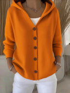 Women's Relaxed-Fit Hooded Button-Front Knit Cardigan