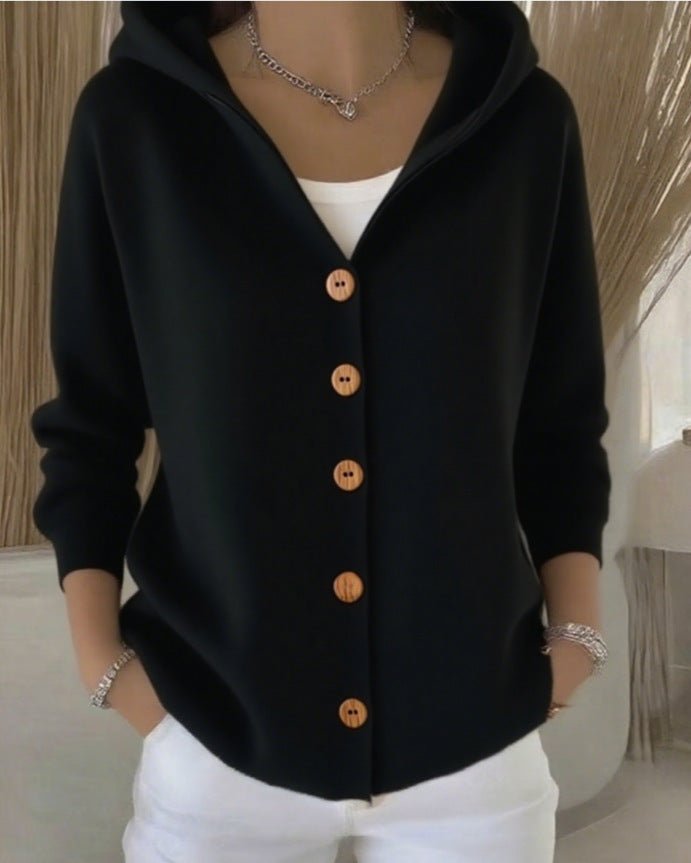 Women's Relaxed-Fit Hooded Button-Front Knit Cardigan