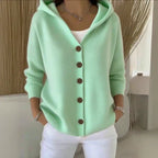 Women's Relaxed-Fit Hooded Button-Front Knit Cardigan